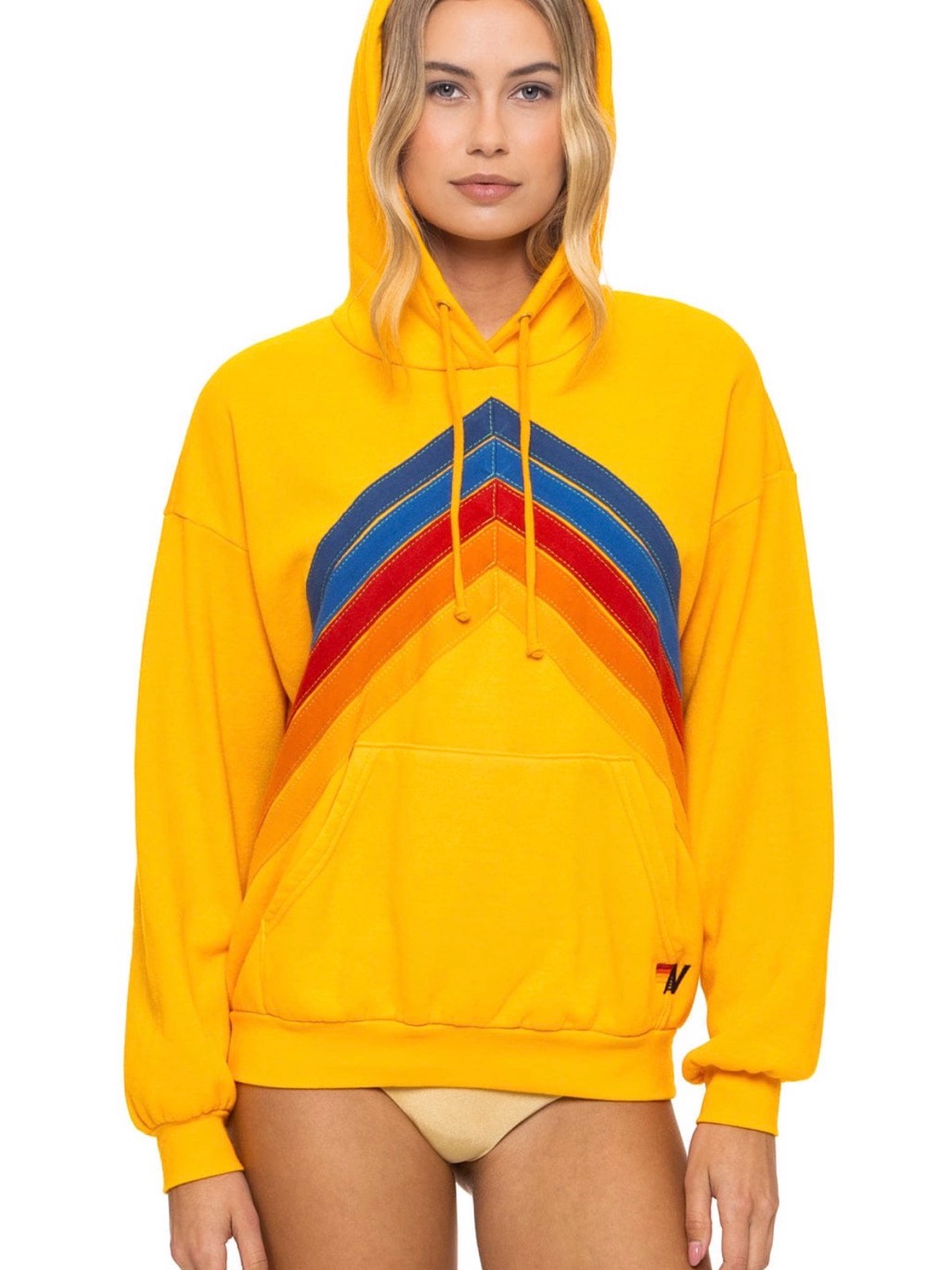 Aviator Nation Mountain Stitch Chevron Pullover Hoodie Relaxed - Gold — image 4 of 6